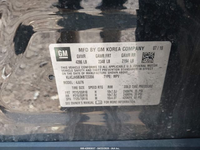 KL4CJASB3KB723356 Buick Encore Fwd Preferred