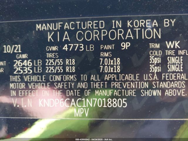 KNDP6CAC1N7018805 KIA Sportage Nightfall Edition