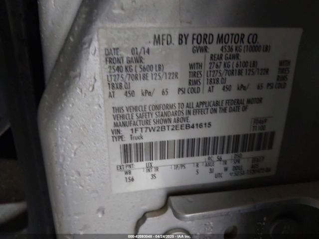 1FT7W2BT2EEB41615 Ford F-250 Xlt