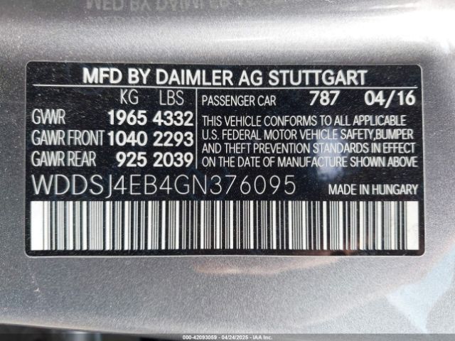 WDDSJ4EB4GN376095 Mercedes-Benz CLA 250