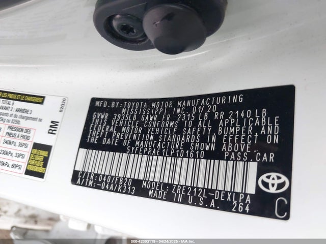 5YFEPRAE1LP101610 Toyota COROLLA LE