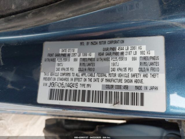 JM3KFACM5J1442416 Mazda Cx-5 Touring