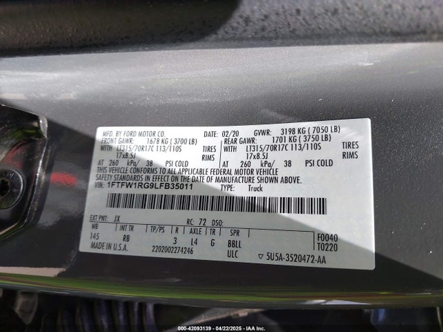 1FTFW1RG9LFB35011 Ford gtdi