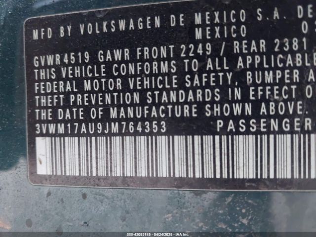 3VWM17AU9JM764353 Volkswagen Golf Alltrack Tsi S/tsi Se