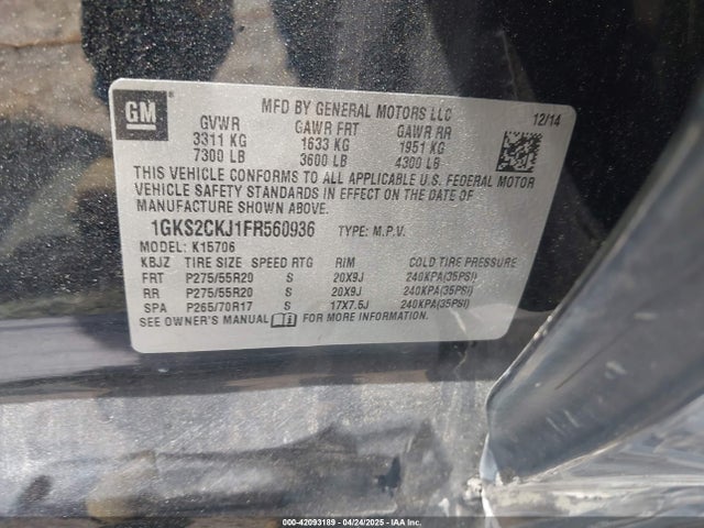 Aukcja sprzedaży 2015 Gmc Yukon Denali, vin: 1GKS2CKJ1FR560936, numer aukcji: 42093189