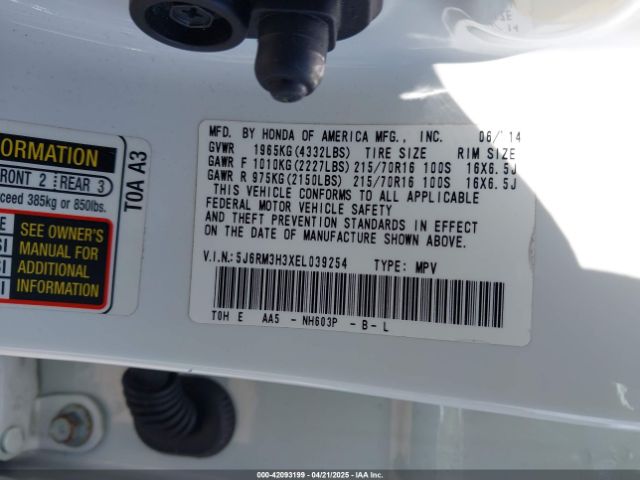 5J6RM3H3XEL039254 Honda CR-V LX
