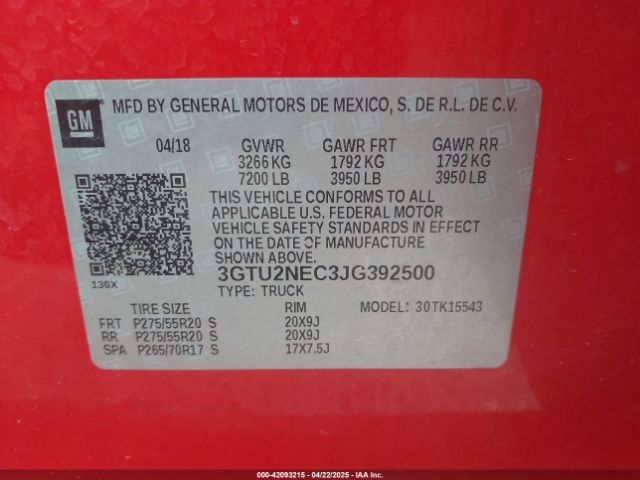 3GTU2NEC3JG392500 GMC Sierra 1500 Slt