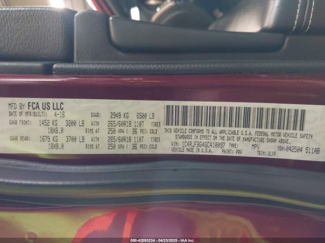 1C4RJFBG4GC410097 Jeep Grand Cherokee Limited
