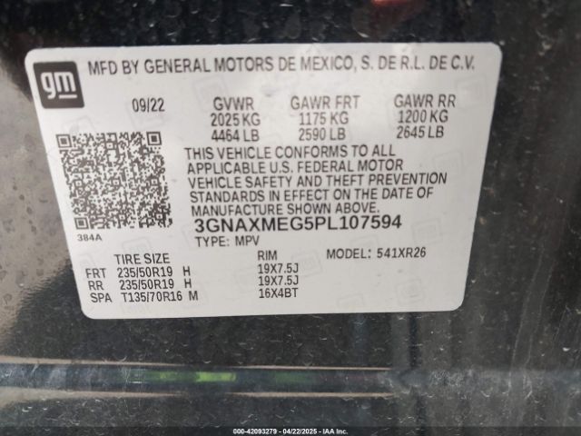 3GNAXMEG5PL107594 Chevrolet Equinox Fwd Rs