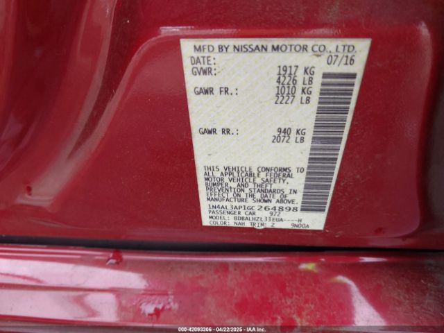 1N4AL3AP1GC264898 Nissan Altima 2.5 Sr
