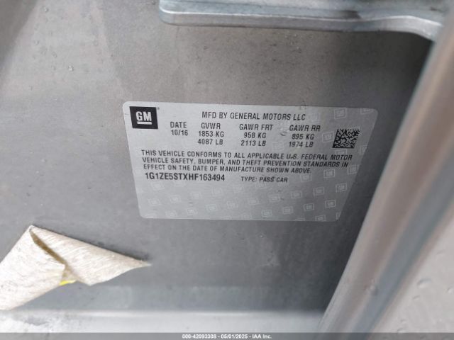 1G1ZE5STXHF163494 Chevrolet MALIBU 1LT