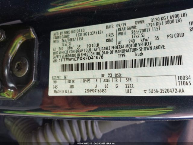1FTEW1EPXKFD41678 Ford F-150 Xlt