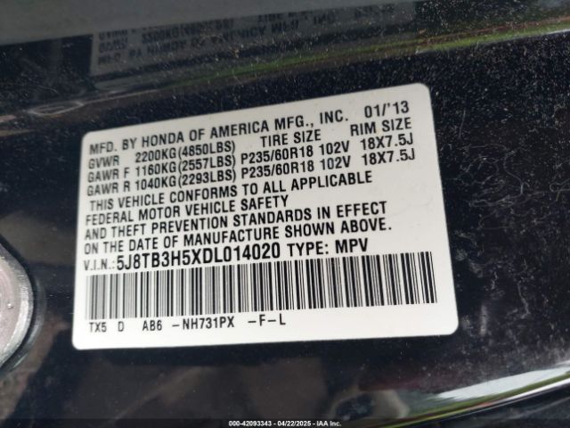 2013 ACURA RDX 5J8TB3H5XDL014020 Photo 8