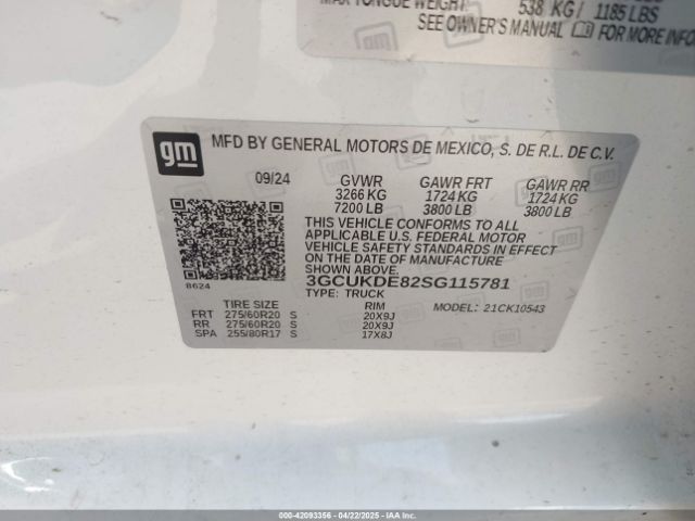 2025 CHEVROLET SILVERADO 1500 3GCUKDE82SG115781 Photo 8