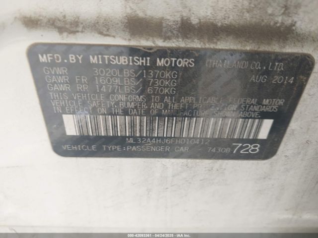 ML32A4HJ6FH010412 Mitsubishi MIRAGE ES
