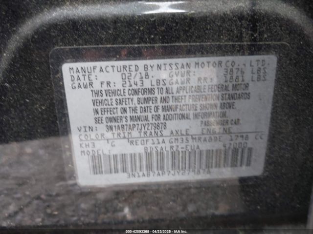 3N1AB7AP7JY279878 Nissan SENTRA SR