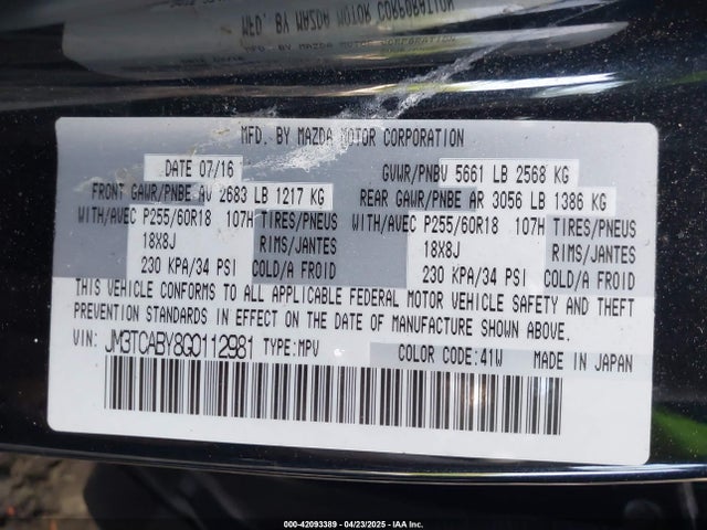 JM3TCABY8G0112981 Mazda CX-9 SPORT
