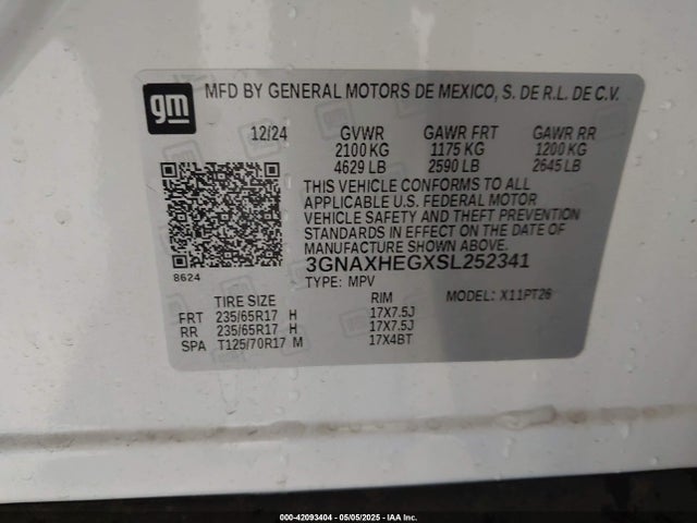 3GNAXHEGXSL252341 Chevrolet Equinox Fwd Lt