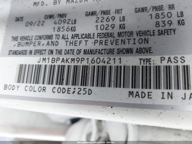 2023 MAZDA MAZDA3 JM1BPAKM9P1604211 Photo 8