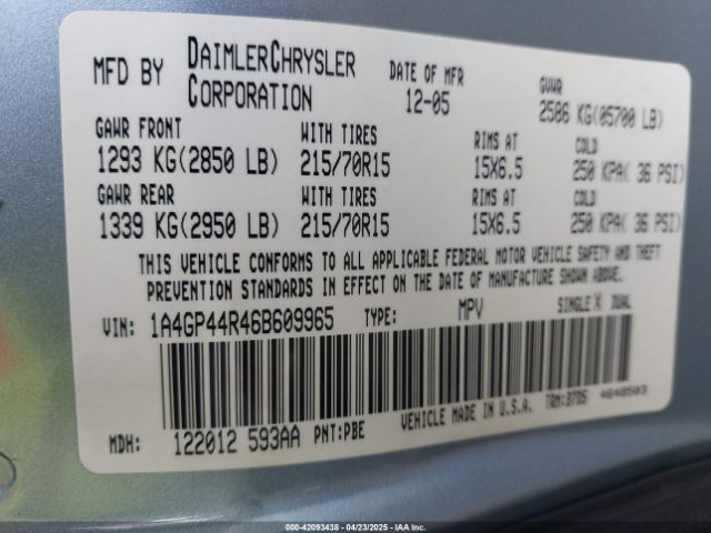 2006 CHRYSLER TOWN & COUNTRY 1A4GP44R46B609965 Photo 8