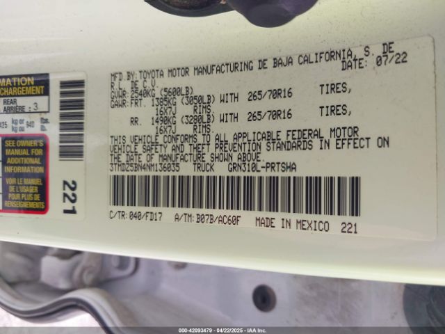 3TMDZ5BN4NM136035 Toyota Tacoma Trd Off Road