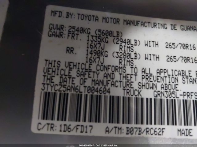 3TYCZ5AN6LT004604 Toyota Tacoma Trd Off-road