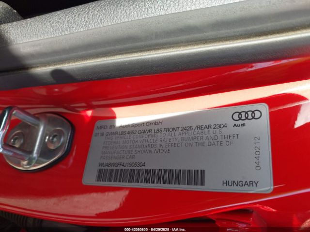 WUABWGFF4J1905304 Audi 2018