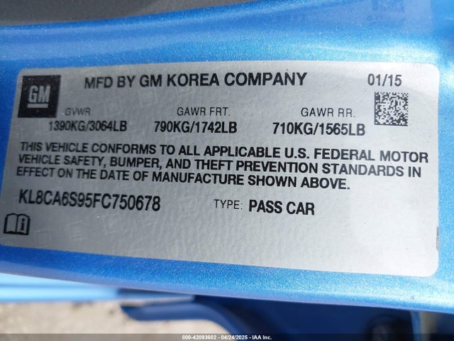 KL8CA6S95FC750678 Chevrolet Spark Ls Manual