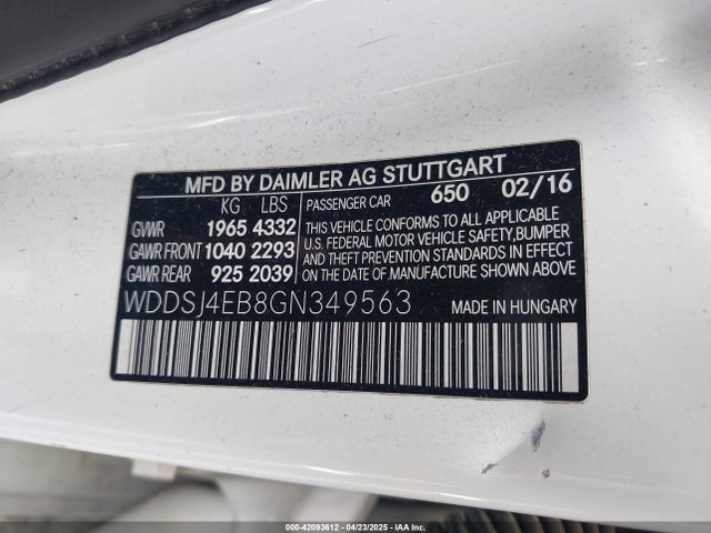 2016 Mercedes-benz Cla 250 მანქანა იყიდება აუქციონზე, vin: WDDSJ4EB8GN349563, აუქციონის ნომერი: 42093612