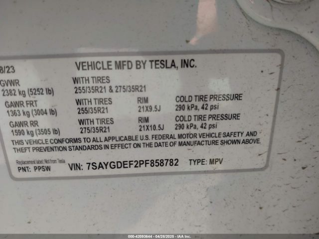 2023 TESLA MODEL Y 7SAYGDEF2PF858782 Photo 8