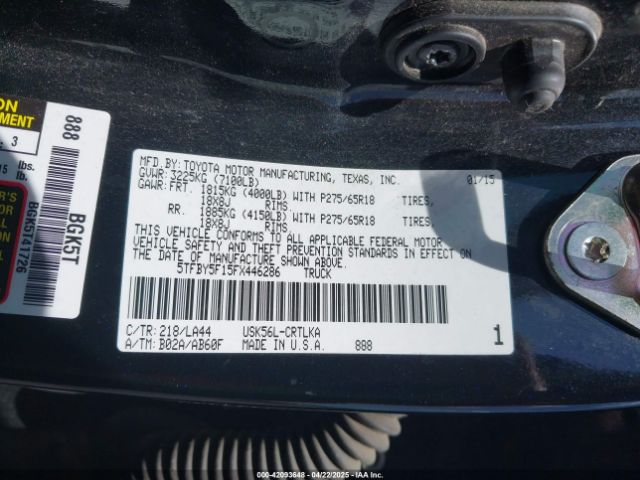 5TFBY5F15FX446286 Toyota Tundra Limited 5.7l V8