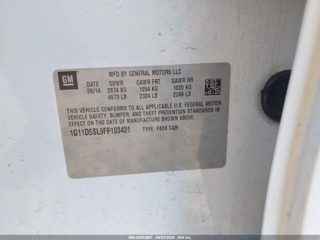 1G11D5SL9FF103431 Chevrolet MALIBU 2LT