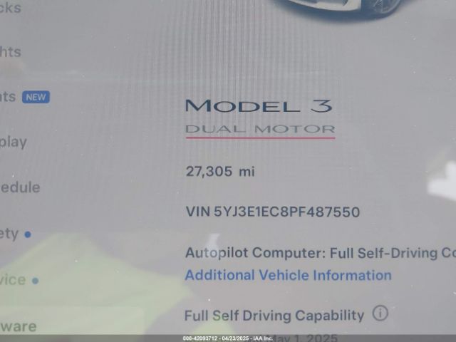 5YJ3E1EC8PF487550 Tesla Model 3 Performance Dual Motor All-wheel Drive