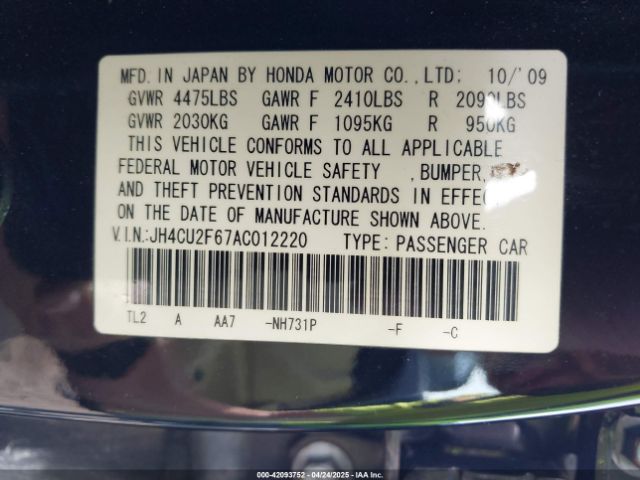 2010 ACURA TSX JH4CU2F67AC012220 Photo 8