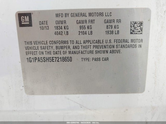 1G1PA5SH5E7218650 Chevrolet Cruze Ls Auto