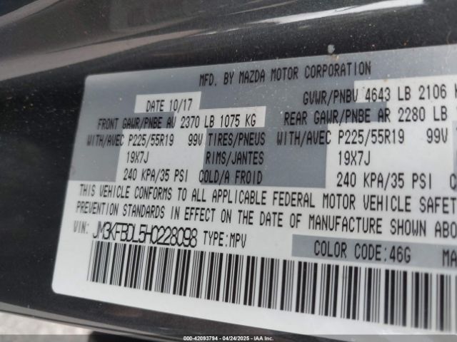 JM3KFBDL5H0228098 Mazda Cx-5 Grand Select