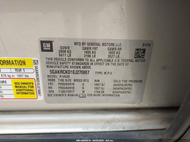 5GAKRCKD1EJ276867 Buick Enclave Premium