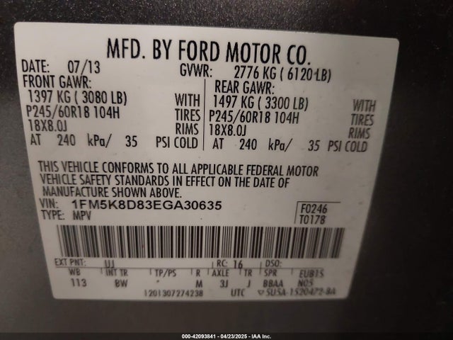 1FM5K8D83EGA30635 Ford EXPLORER XLT