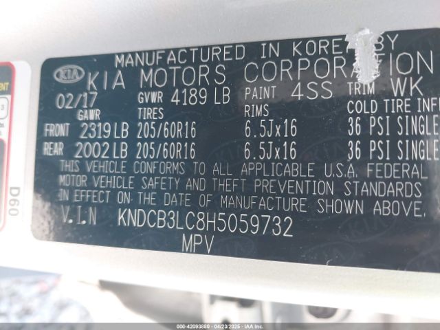 KNDCB3LC8H5059732 KIA NIRO LX