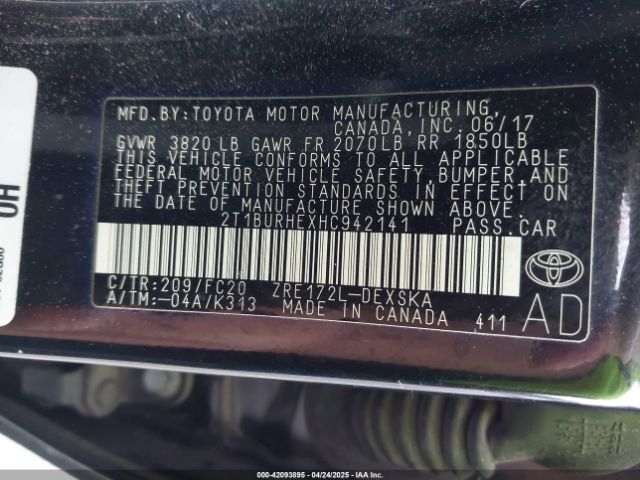 2T1BURHEXHC942141 Toyota COROLLA SE