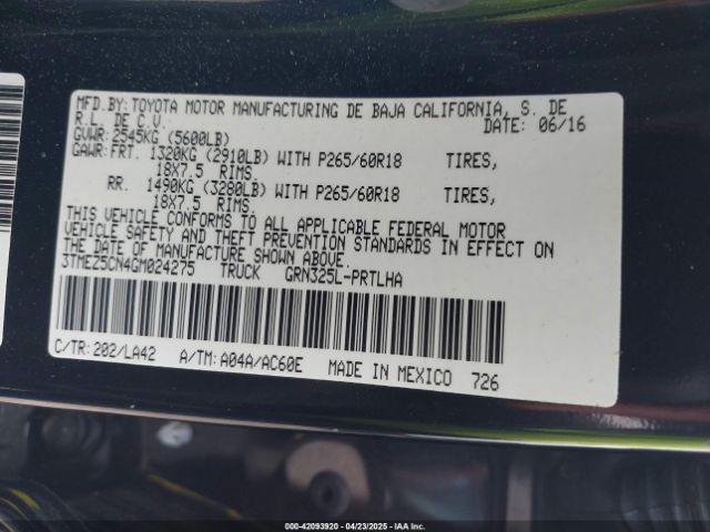 3TMEZ5CN4GM024275 Toyota Tacoma Limited
