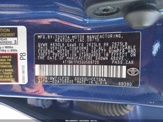 4T1BK1FK5GU569720 Toyota Camry Xse V6