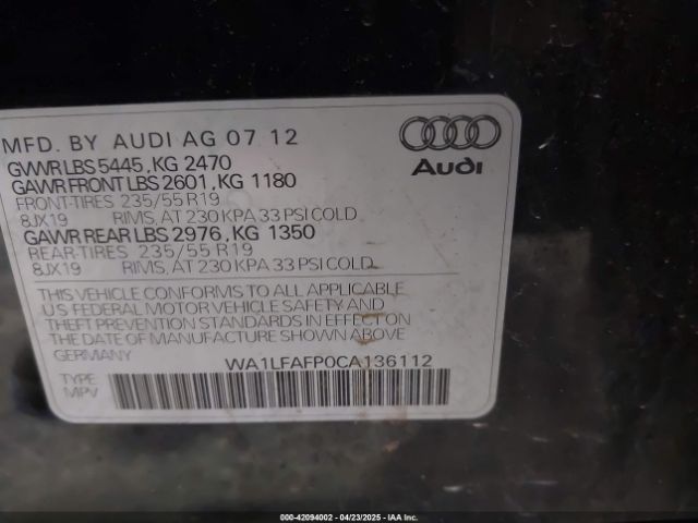 2012 AUDI Q5 WA1LFAFP0CA136112 Photo 8