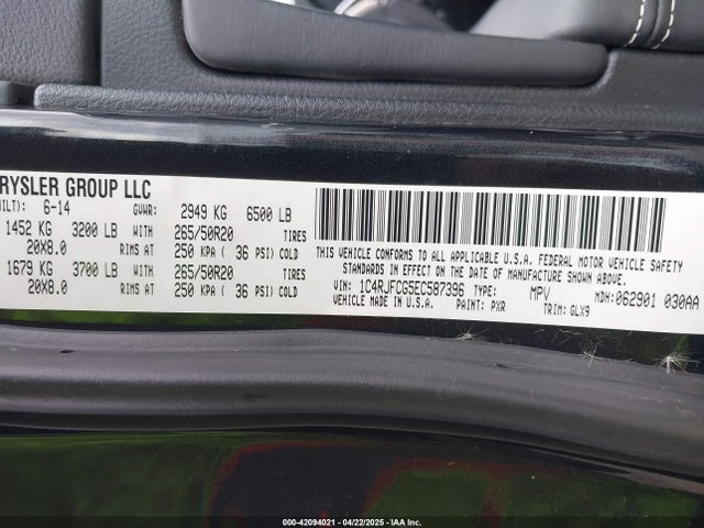 1C4RJFCG5EC587396 Jeep Grand Cherokee Overland