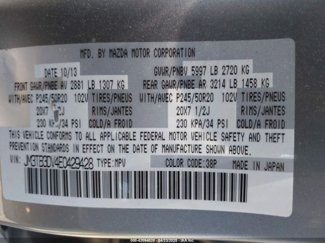 JM3TB3DV4E0429428 Mazda Cx-9 Grand Touring