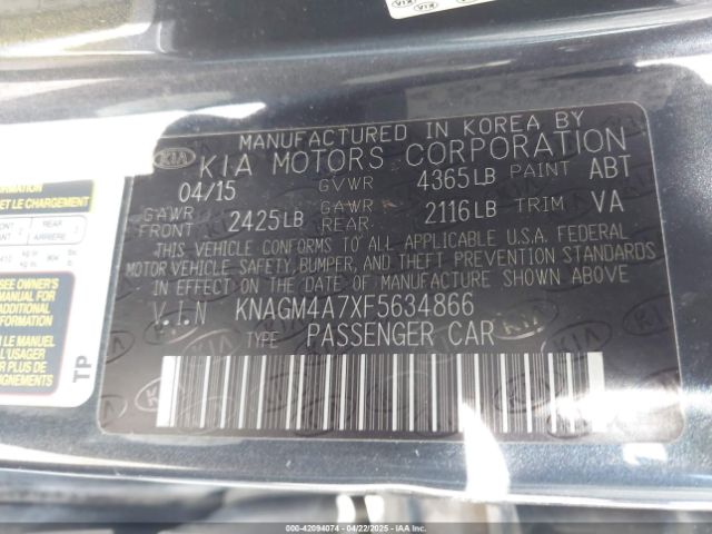 KNAGM4A7XF5634866 KIA Optima Lx