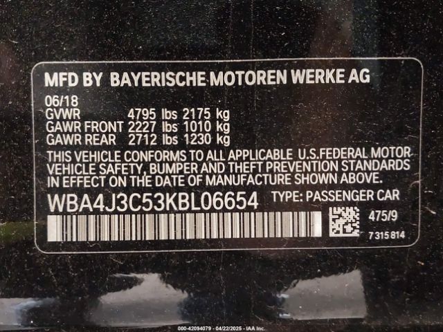 2019 BMW 430I GRAN COUPE WBA4J3C53KBL06654 Photo 8