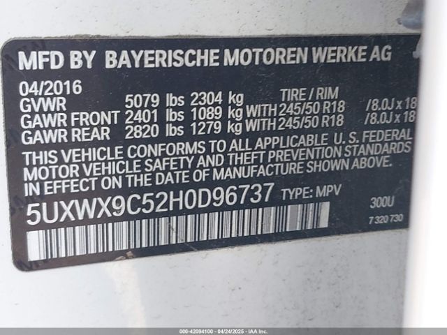 5UXWX9C52H0D96737 BMW X3 Xdrive28i