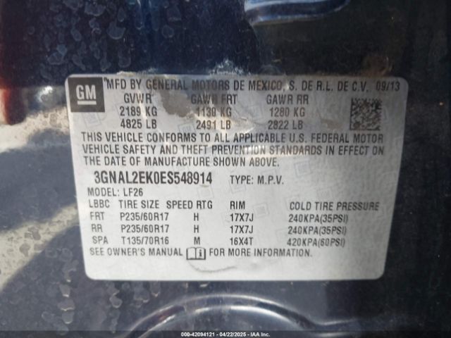 3GNAL2EK0ES548914 Chevrolet Captiva Sport 2ls