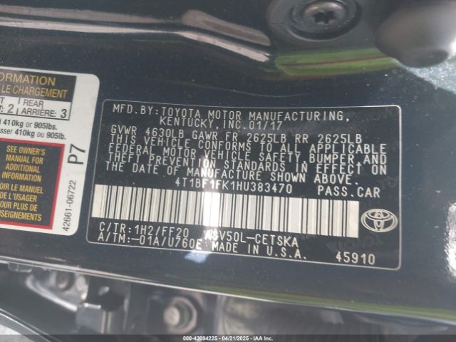 4T1BF1FK1HU383470 Toyota CAMRY SE